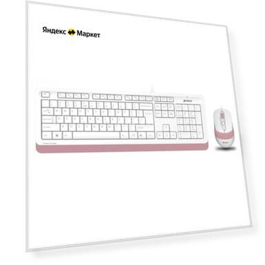Комплект (клавиатура+мышь) A4TECH Fstyler F1010, USB, проводной, белый [f1010 pink]