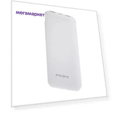 Внешний аккумулятор Maimi Mi1, 10000 мАч, 2 USB, MicroUSB, Type-C, 2.1 А, белый