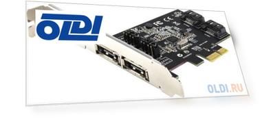 Контроллер ST-Lab A-480, 2 int (SATA600) + 2 ext (SATA600), Ret   PCI-E x1