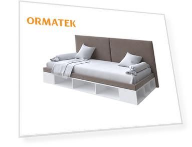 Кровать Орматек Кровать-тахта Lancaster 1 (ЛДСП Белая+ткань Белый/Forest 16 Коричневый) 120x190