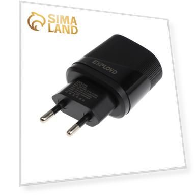 Сетевое зарядное устройство Exployd EX-Z-1438, 2 USB, 2.4 А, кабель Type-C, черное