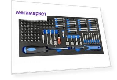 Набор отверток, бит и адаптеров HOEGERT TECHNIK ложемент EVA, 107 шт. HT7G150