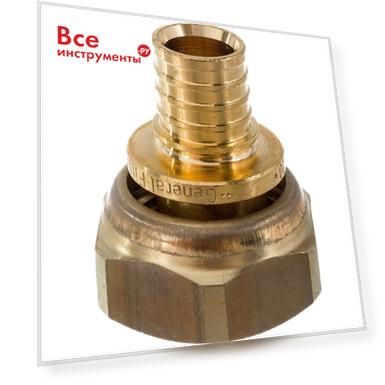 Материал: латунь, Тип резьбы: 3/4F, Диаметр трубы: 16, Тип соединения: надвижной фитинг - резьба R, Накидная гайка (Американка): да