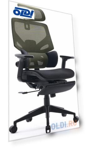 Кресло Cactus CS-CHR-MC01-LGNBK салатовый сиденье черный сетка/ткань с подголов. крестов. пластик подст.для ног