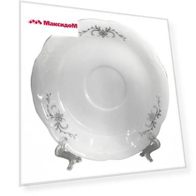 блюдце CMIELOW Камелия Серый орнамент, 15,5см, фарфор