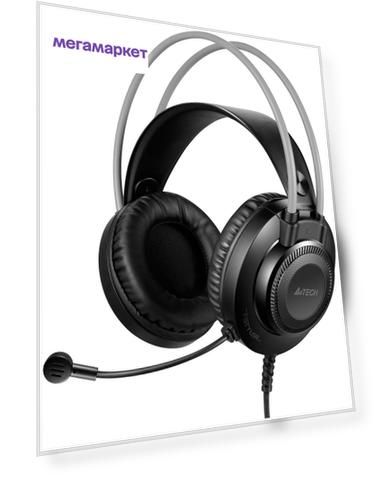 Гарнитура A4TECH Fstyler FH200U, для компьютера, накладные, серый [fh200u grey]