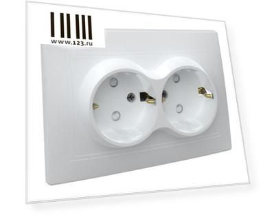 Iek ERK21-K01-16-DM РСш12-3-КБ Розетка 2местн. c з/к с защ.штор. 16А КВАРТА (белый)