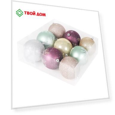 Набор елочных игрушек Unique Treasures 9 шт серебро-фиолет