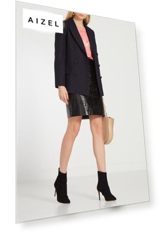 Темно-синий приталенный жакет