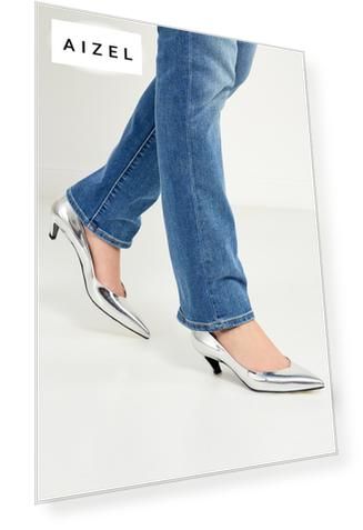 Серебристые туфли Slash Heel