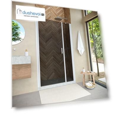 Душевая дверь в нишу Vegas-Glass EP-F-2 Novo h2000 135x200 EP-F-2 NOVO h2000 135 01 07 стекло графит, профиль белый