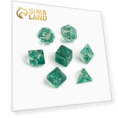 Набор кубиков для D&D (Dungeons and Dragons, ДнД) "Время игры", серия: D&D, 7 шт, бирюзовые   988908