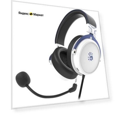 A4Tech Наушники с микрофоном A4Tech Bloody M590i синий/белый 1м мониторные USB оголовье (M590I SPORTS NAVY)