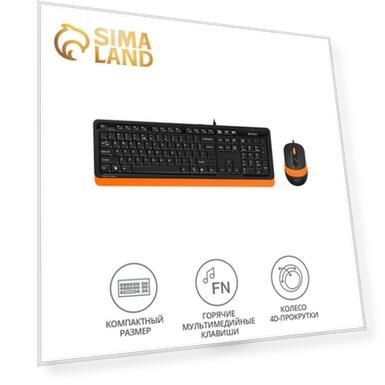 Клавиатура + мышь A4Tech Fstyler F1010 клав:черный/оранжевый мышь:черный/оранжевый USB Mult   103388
