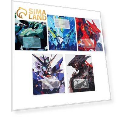 Тетрадь 12 листов в линию на скрепке "Роботы", обложка мелованный картон, ВД-лак, МИКС