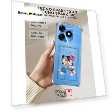 Чехол на Tecno Spark 10/10C (Текно Спарк 10/10С) с картой и принтом Микки Маус и Минни Маус