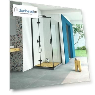 Душевой уголок Vegas-Glass Afp-Fis Retta 80x90 AFP-Fis Retta 80*90 02М 01 профиль черный, стекло прозрачное