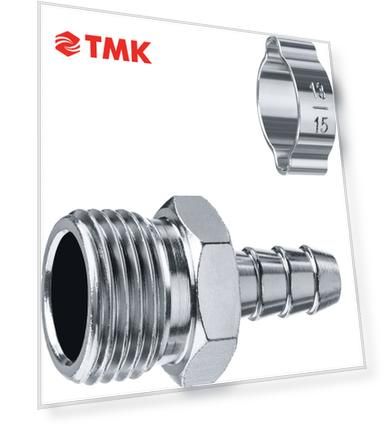 ЗУБР штуцер ″елочка″, 10 мм - 1/2″M, переходник с обжимным хомутом, Профессионал (64924-1/2-10)