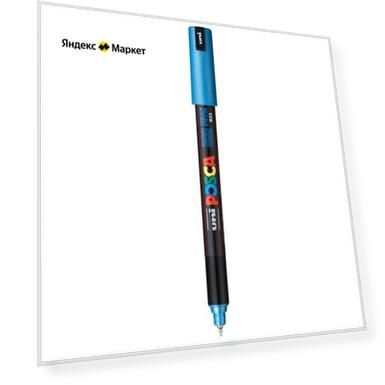 Маркер UNI POSCA PC-1MR, синий металлик, 0.7 мм, игольчатый наконечник