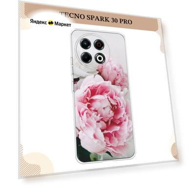 Чехол на Tecno Spark 30 Pro / Текно Спарк 30 Про с принтом Розовые и белые пионы