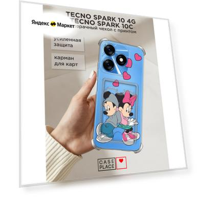 Чехол на Tecno Spark 10/10C (Текно Спарк 10/10С) с картой и принтом Микки Маус
