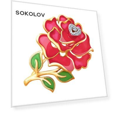 Вес: 5.93, Длина: 27 мм, Высота: 10 мм, Ширина: 34 мм, Коллекция: SOKOLOV Art, Тип золота: комбинированное