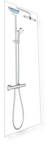 Душевая система с термостатом для настенного монтажа, GROHE Tempesta Cosmopolitan System 210, хром, (27922001)