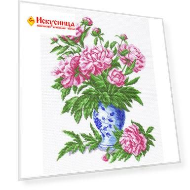 1238 Канва с рисунком 'Матренин посад' 'Пионы', 37*49 см