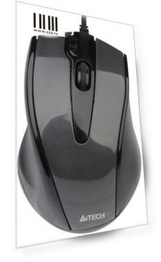 Мышь проводная A4TECH N-500F-1 V-Track Padless чёрный серый USB