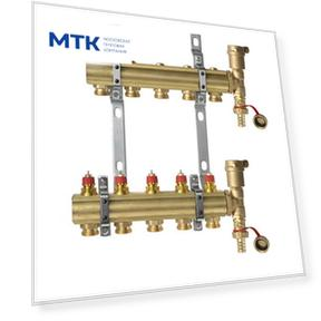 Комплект коллекторов Danfoss FHF-5 set с кронштейнами и воздухоотводчиками, 5 контуров