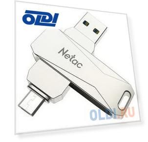 Флеш Диск Netac U381 32Gb <NT03U381B-032G-30PN>, USB3.0+microUSB, металлическая