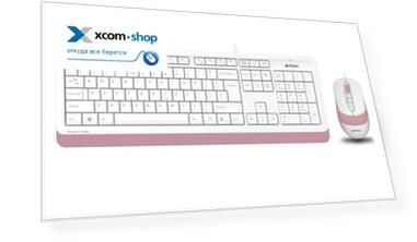 Клавиатура и мышь A4Tech Fstyler F1010 белый/розовый USB