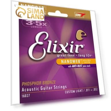 Струны для акустической гитары Elixir, Custom Light, фосфорная бронза, 11-52