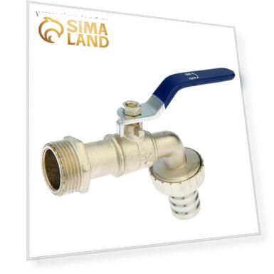 Кран водоразборный со штуцером ZEIN, 3/4", ручка, корпус цинк