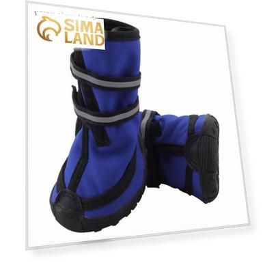 Ботинки высокие на липучках Triol для собак M, светоотражающие, синие