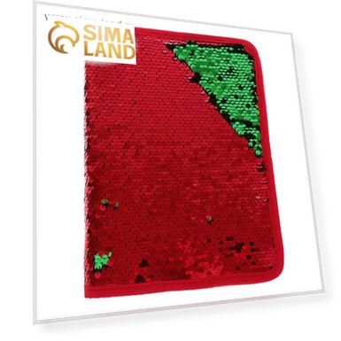 Папка для тетрадей формат А5, на молнии, Пайетки двуцветные-красный/золото, красный/зелёный