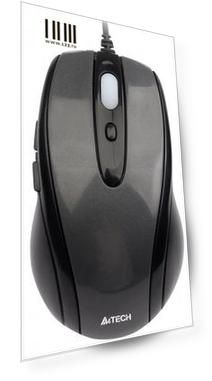 Мышь проводная A4TECH N-708X-1 V-Track Padless чёрный серый USB
