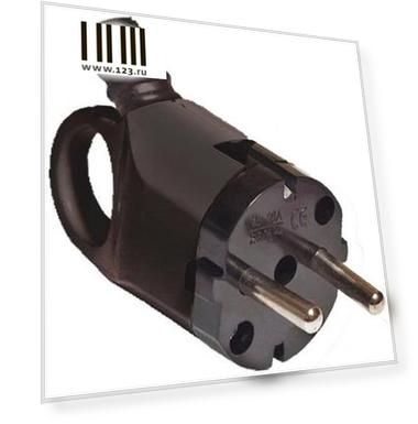 Вилка TDM SQ1806-0006  угловая с ушком с/з черная 16А 250В