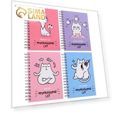 Записная книжка А6, 80 листов в клетку, на гребне Professional CAT, твёрдая обложка, глянцевая ламинация, МИКС