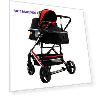 Коляска трансформер 2 в 1 Барс K064 (черная с красным)