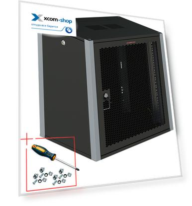 Шкаф настенный 19", 12U SYSMATRIX WP 6612.930 600x600x585mm (ШхГхВ) дверь перфорированная, черный (RAL 9004/RAL7000)