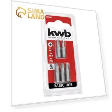 Бита KWB BASIC, PH1,PH2х2 шт, PH3х1 шт, сталь TQ60, 25 мм, 5 шт
