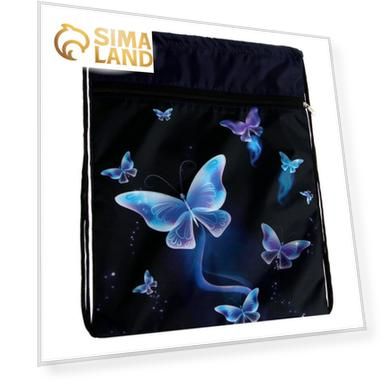 Мешок для обуви с карманом 420 х 340 мм, Calligrata МСО-7С, (мягкий полиэстер, плотность 210D), "Бабочки"