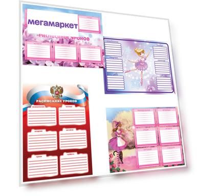 Расписание уроков А4, ПИФАГОР, для девочек, в ассортименте 4 вида, 1 шт