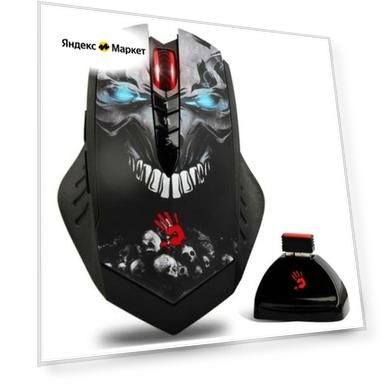 Мышь беспроводная A4TECH Bloody R8 metal feet Skull design чёрный USB