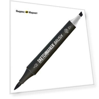 SketchMarker Маркер Brush, XB black, 2 мм