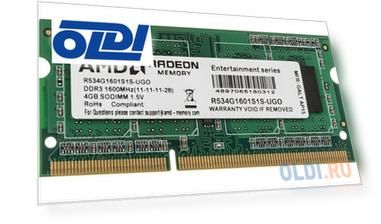 Память DDR3 4Gb 1600MHz AMD R534G1601S1S-UG RTL PC3-12800 CL11 SO-DIMM 204-pin 1.5В