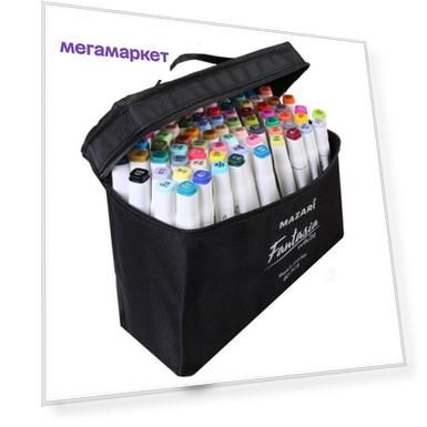 Набор двухсторонних маркеров для скетчинга Mazari Fantasia White, 80 цв, чехол на молнии