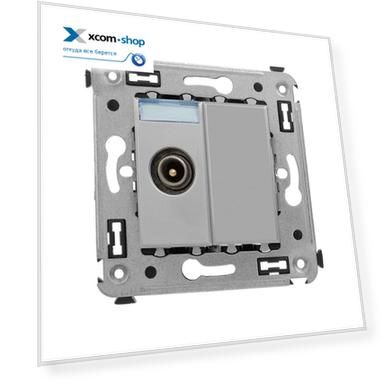 Розетка DKC 4404513 TV проходная в стену, "Закаленная сталь", "Avanti"
