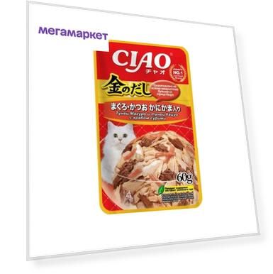 Влажный корм Inaba Киннодаси в желе с тунцом и сурими для кошек, 12 шт по 60 г